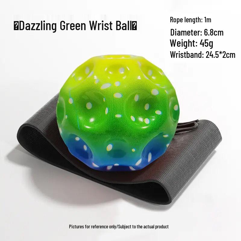 Luminous Rubber Wrist Ball with Elastic Rope - Kids' Rebound Toy for Boys' Boredom Relief