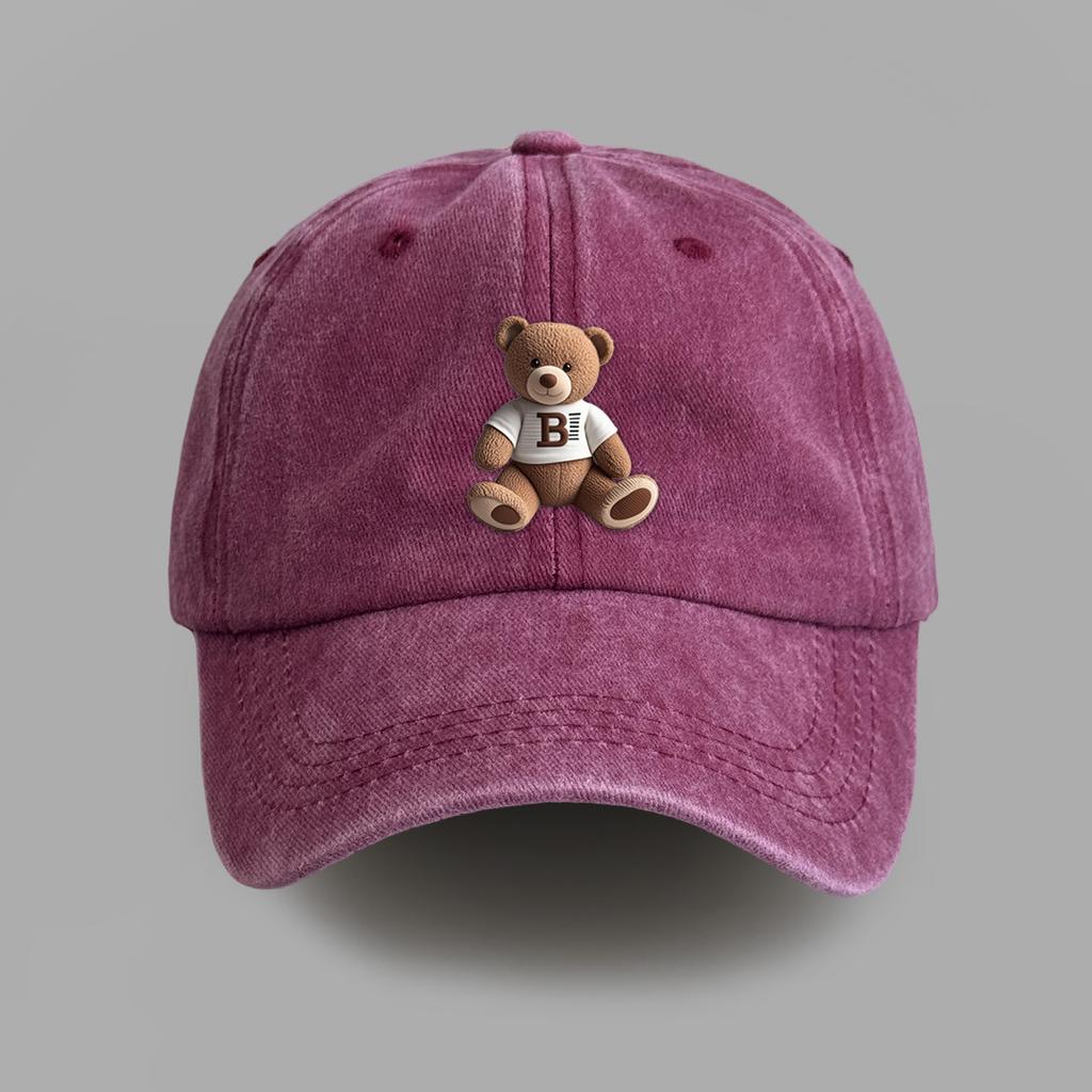 Милая бейсболка с горячим тиснением медведя, мужская и женская, в университетском стиле, солнцезащитная шляпа, универсальная кепка для пары, тренд
