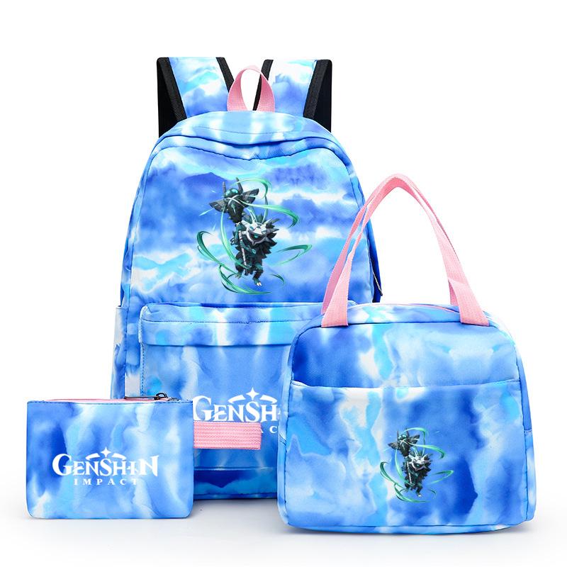 3Pcs/set Anime Girl Backpack Set School Students Kawaii Back To School Backpack Boy Children Lunch Bags Pencil Box