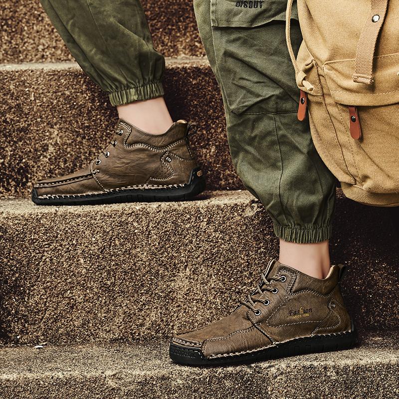 39-46 Мужская повседневная обувь среднего размера, уличная кожаная обувь, туфли большого размера на плоской подошве ручной работы