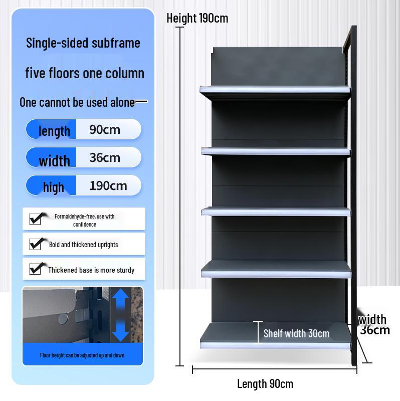 Four-Post Gray Display Rack for Convenience, Stationery, and Mother & Baby Stores, Multi-Layer Single/Double-Sided Snack Shelving.
