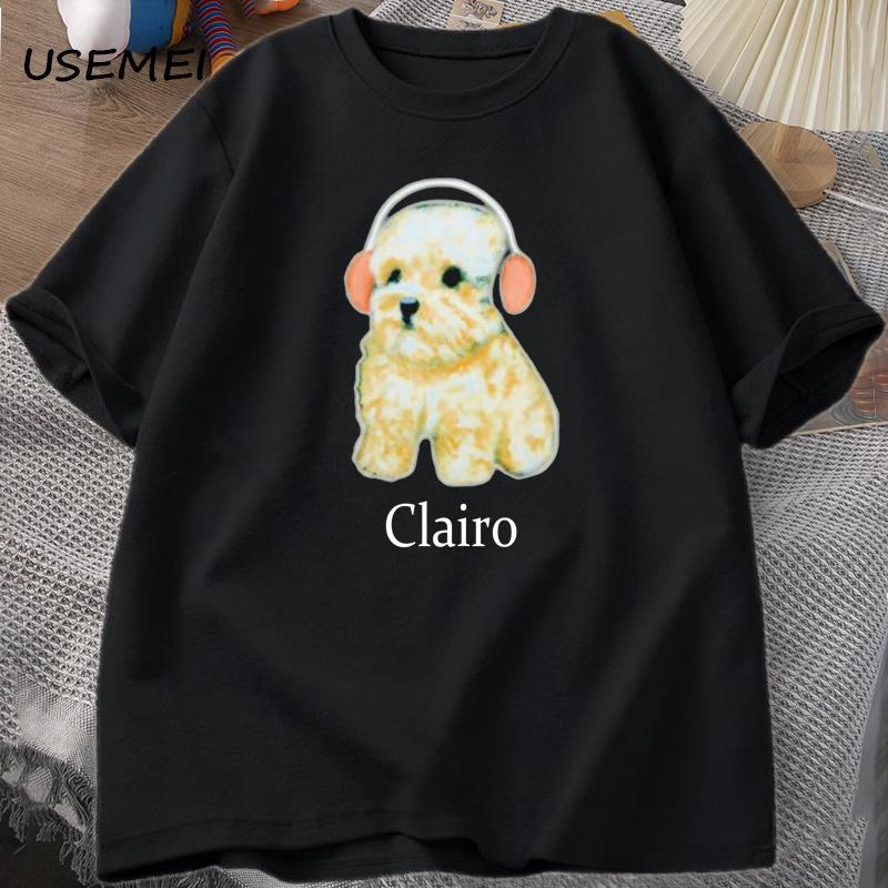 Clairo Dog Puppy Headphones TShirt Funny Cute Cat Tee Merch Y2k Unisexs Clothing Oversized Harajuku Unisexs Printed Cotton Tee Shirt