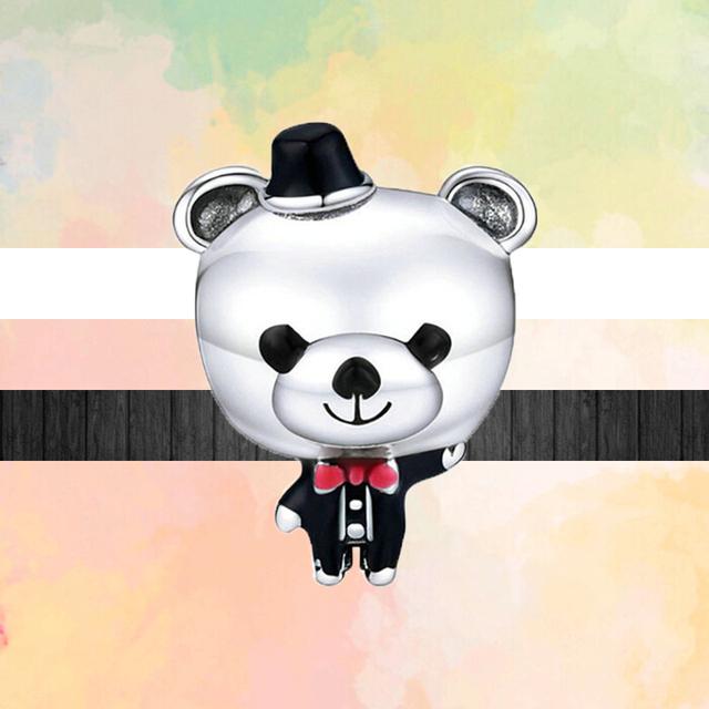 Новый стиль животных Lucky Cat Собака Панда Медведь Лев Змея Кролик Бусины «сделай сам» подходят оригинальные модные подвески Серебряный цвет Браслеты Ювелирные изделия