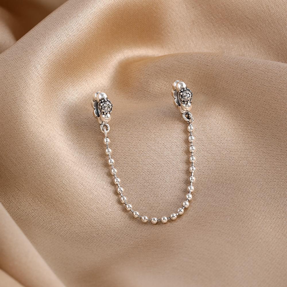 925 Silver Charms Fit Original Bracelet Women Jewelry Gift Shiny Butterfly Star Moon Love Heart Clamp Beads safety chain Pendant