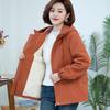 2025 Women's Plus Size Autumn/Winter Velvet Hooded Jacket - Loose Fit for Middle-Aged Moms