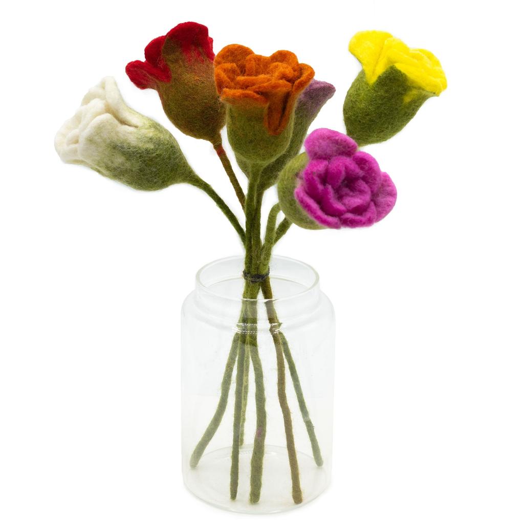 Felt Roses Assorted Colours Set of 6