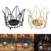 Metal Wire Flower Shape Tealight Candle Holder Hollow Out Iron Candle Stand Table Centerpiece Candlestick for Wedding