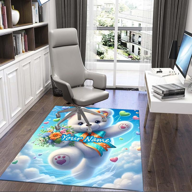 1PC Custom Name "Teddy Bear Dreams" Theme Floor Mat Ideal for Living Room, Game Rooms, Office, Bedroom, Office Floor Mat , Floor Mats for Home