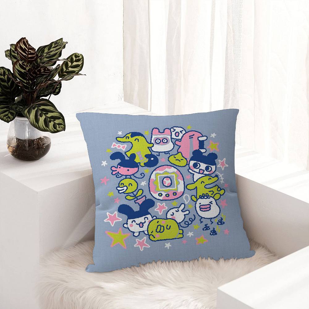 Game Cute Cartoon T-Tamagotchi Pillow Cushion Cover Pillowcase Living Room Sofa Home Decor