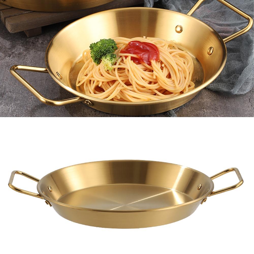 Dual Loop Handle Paella Pan Stainless Steel Frying Saucepan Cookware Frying Pan Cooking Seafood
