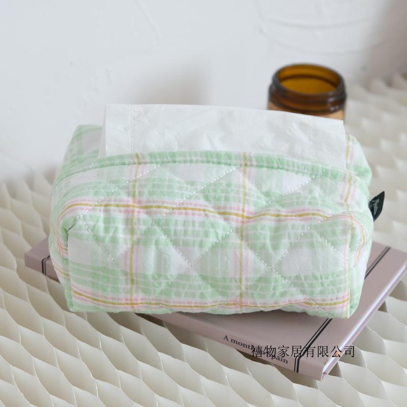 Чехол на тканевую салфетку «Японский тамбурин» с рисунком «Маленькая желтая маргаритка и сине-зеленая клетка»