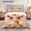 Giraffe Pattern Bedding Quilt Set Quilt Cover Pillowcase Home Decoration Birthday Gift (1 * duvet cover + 2 * pillowcase, without core)