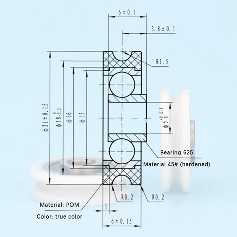 High Quality 5*21*6Mm U Groove Bearing Pulley Line Lifting Wheel Pom Roller Sheave For Bathroom Wheel