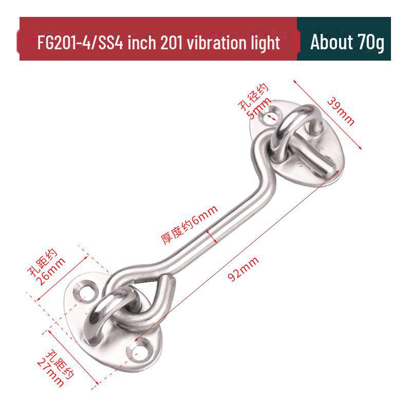 Винтажная защелка для двери ванной из нержавеющей стали с крючком и болтом