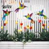 2D Acrylic Bird Art 4 Pcs Hummingbird Wall Colorful Garden Birds Sculpture Outdoor Fence Nature-inspired Decoration Hanging Ornaments for Yard Living