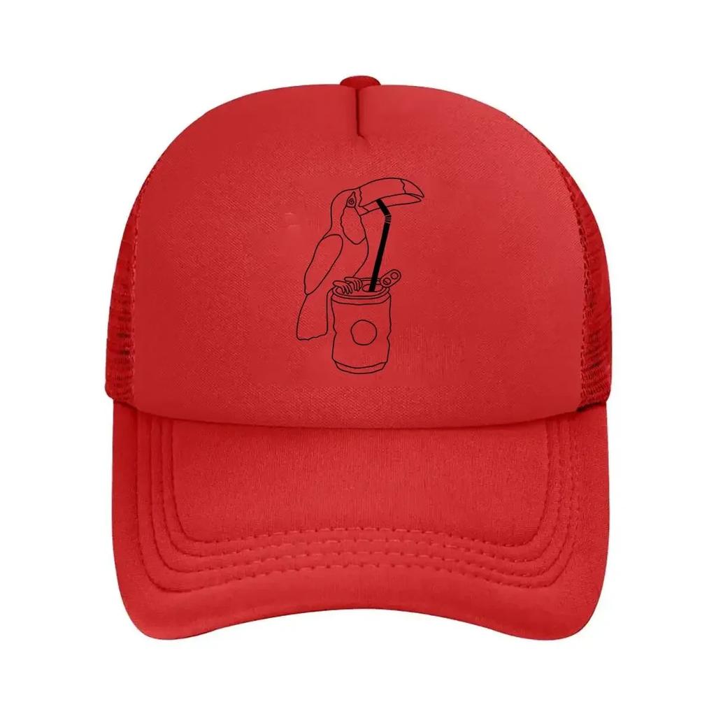 Toucan Enjoying Drink from Soda Can Mesh Baseball Cap