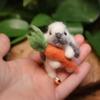 1 шт/2 шт войлочный вислоухий кролик с морковкой мини игольчатый валяный плюшевый кролик ручной работы из войлока животное для пасхального украшения