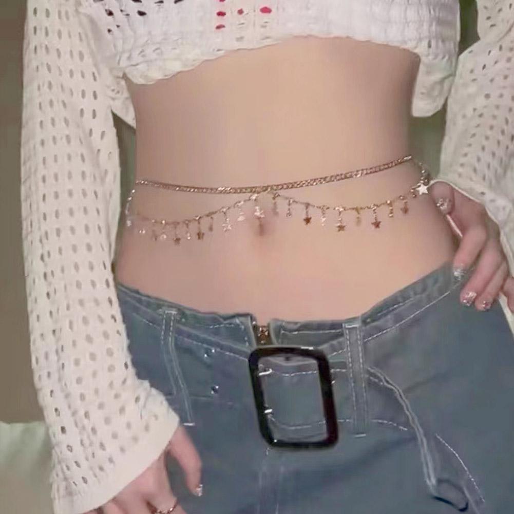 Цепочка на талию сексуальная стразы звезда кисточка кулон талия летние ювелирные изделия аксессуары Rave Belly Bod I4G7