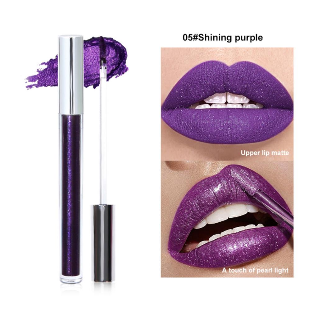1Pc Long Lasting Waterproof Liquid Lipstick High Pigment Glitter Lip Gloss Non Stick Cup Smudge Proof Intense Color Lip Makeup for Women Girls