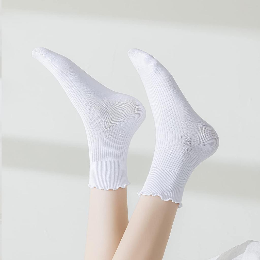 Mcool Mary Womens Ruffle Socks, Cute Ankle Winter Warm Knit Cotton Frilly Sock 6 Pack