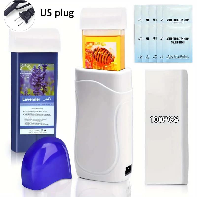 Подогреватель воска для удаления волос, роликовый воск, набор для воска для рук, ног, пальцев ног, спины, груди, набор роликов с подогревом с картриджем для эпилятора