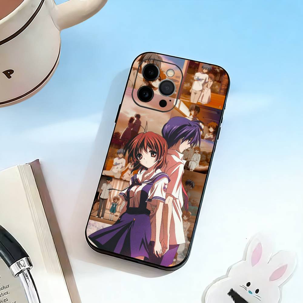 Чехол для телефона аниме Clannad, исцеляющий, для iPhone 17, 16, 15, 14, 13, 12, 11 Plus, Pro Max, Другие, Мягкий черный чехол