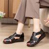 Summer Middle-aged Sandals Fish Mouth Breathable Leather Flat Heel Soft Sole Mother Shoes Casual One-pedal Women's Sandals