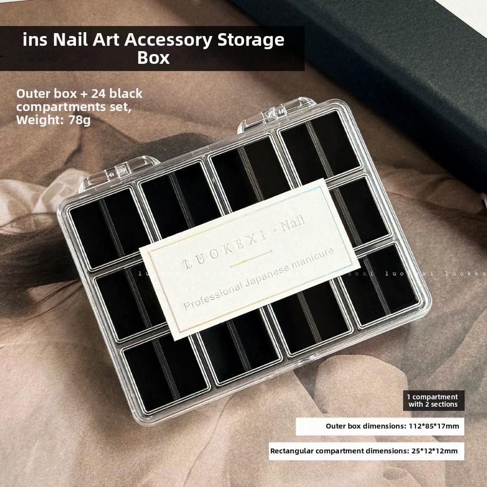 Plastic Nail Art Storage Box 24/36/48Grids Nail Decoration Box for Nail Art Decorations