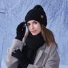 Winter Velvet Warm Hat Scarf Suit Women's Knitted Hat Coldproof Earmuffs Head Wool Hat