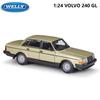 Welly Diecast 1/24 Scale Car Classic VOLVO 240 GL High Simulation Model Car Alloy Metal Toy Car for Chlidren Gift Collection