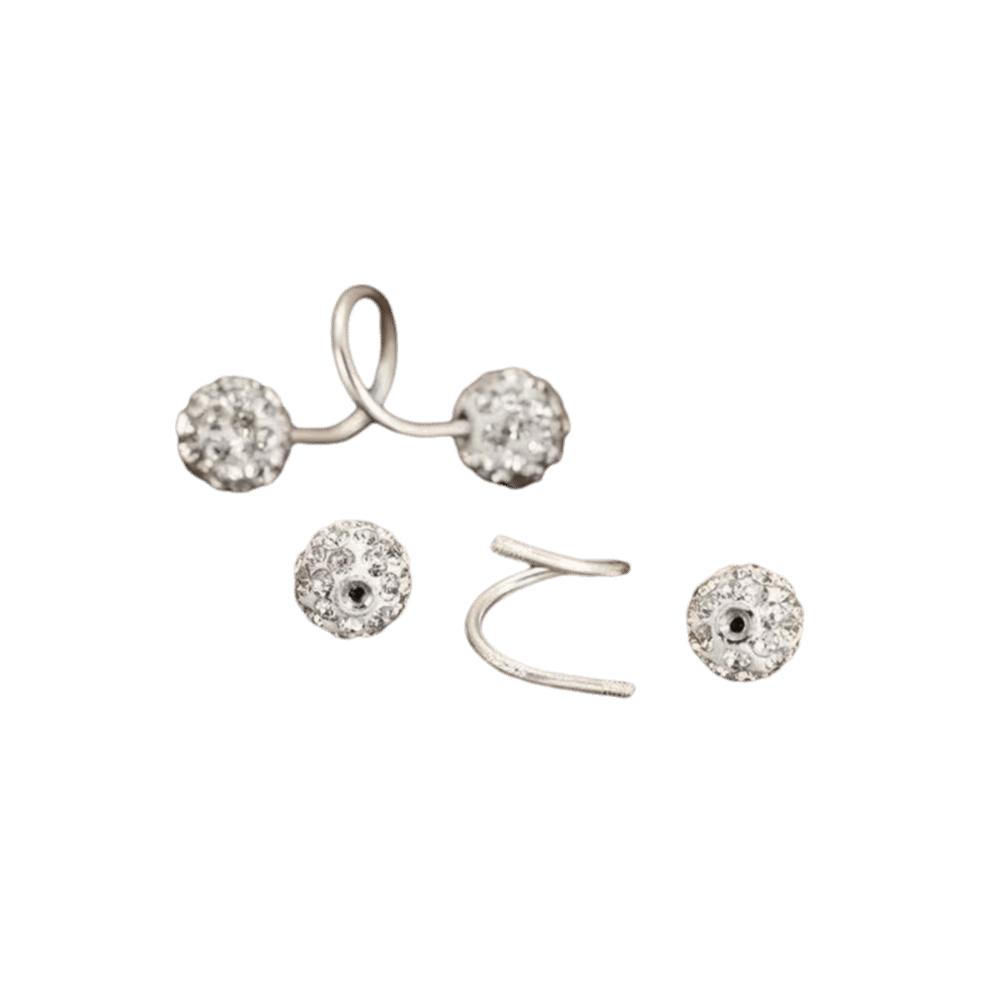 1 Pair Spiral Piercings Stud Earrings Double-ended Luxury Earrings Rhinestone Earrings Women