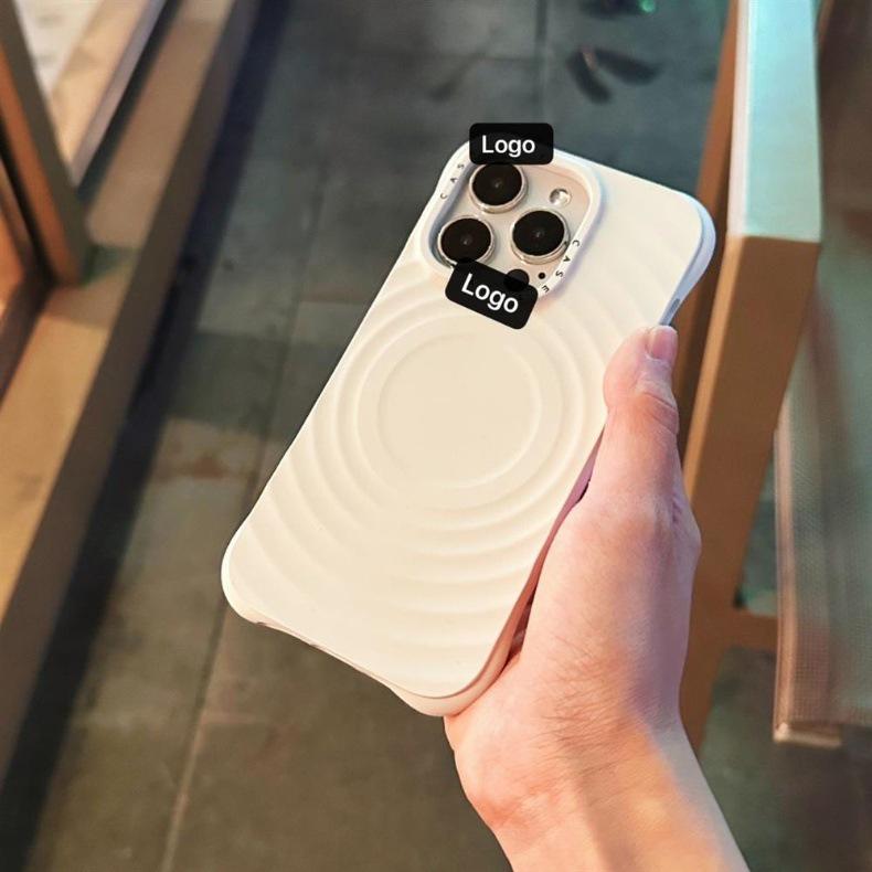 Чехол для iPhone 16 Pro Max/17 Pro MagSafe с узором «Белая волна»