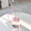 Чашка Nespresso для кофе со льдом и трубочкой, симпатичная стеклянная кружка с бантом для летних напитков, стакан для воды с ручкой, подарочная посуда для дома