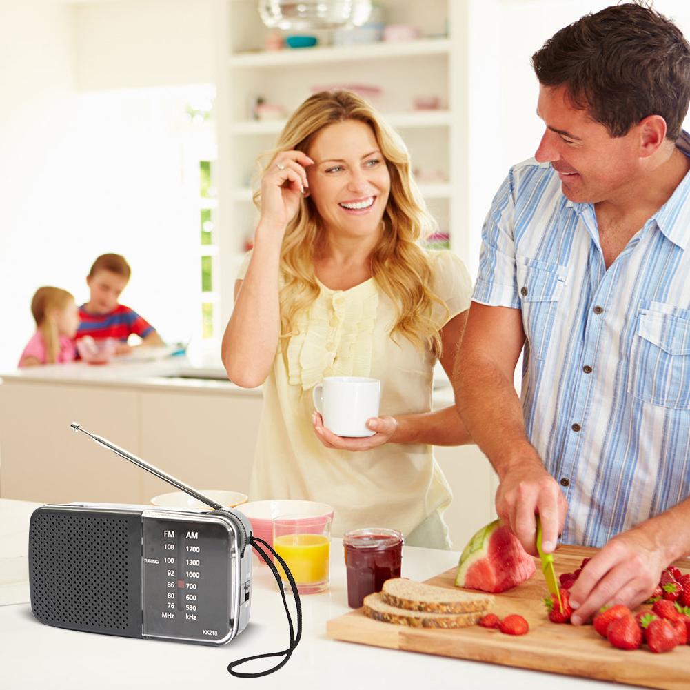 1/2Pcs KK218/BJLR21 AM FM Radio Telescopic Antenna Mini Vintage Radio Battery Powered Emergency Weather Broadcast for Seniors