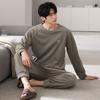Мужская пижама Осень и Зима Островной флис Тонкий флис Мужской Весенне-осенний Большой размер Коралловый флис Домашний костюм