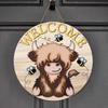 Highland Cow Bedroom Decor Highland Cow Wooden Sign Seasonal 11.8Inch Rustic Wood Door Sign For Porch Holiday Decoration