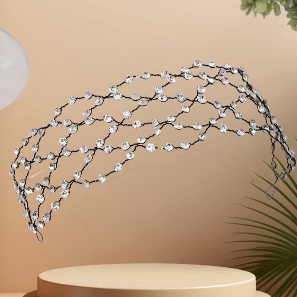 Wedding Headpieces Hair Net Crown Sparkling Bride Hair Bands Luxury Rhinestone Tiara  Party
