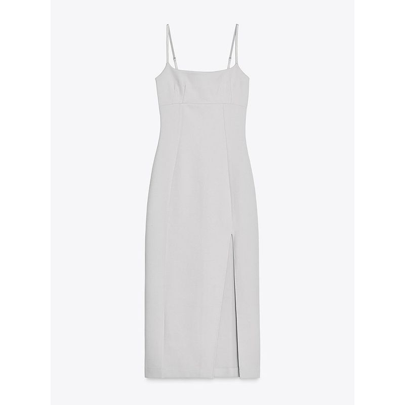 Za2025 Spring New Women's Clothing Elegant Double-Sided Cloth Straight Collar Sling Elegant Long Dress 3641317 805