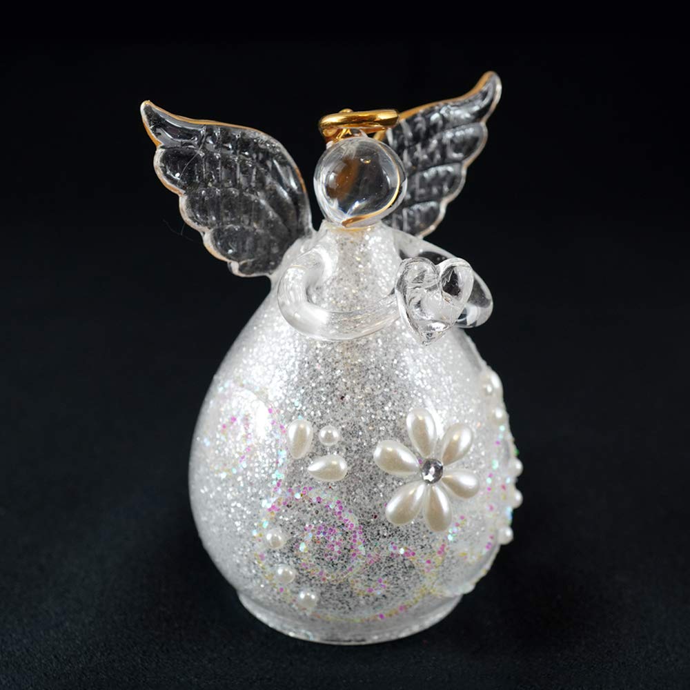 Fourcart Cute Handmade Glass Champagne Angel Bells, Silver, Set of 6