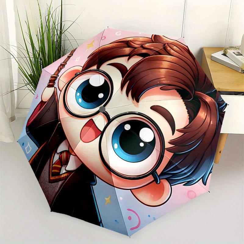 1pc Harry Potter Wizard's Automatic Open/CloseUmbrella-CuteUmbrella with Cute Design, Portable 3-Fold Compact Umbrella for Men & Women, Vale