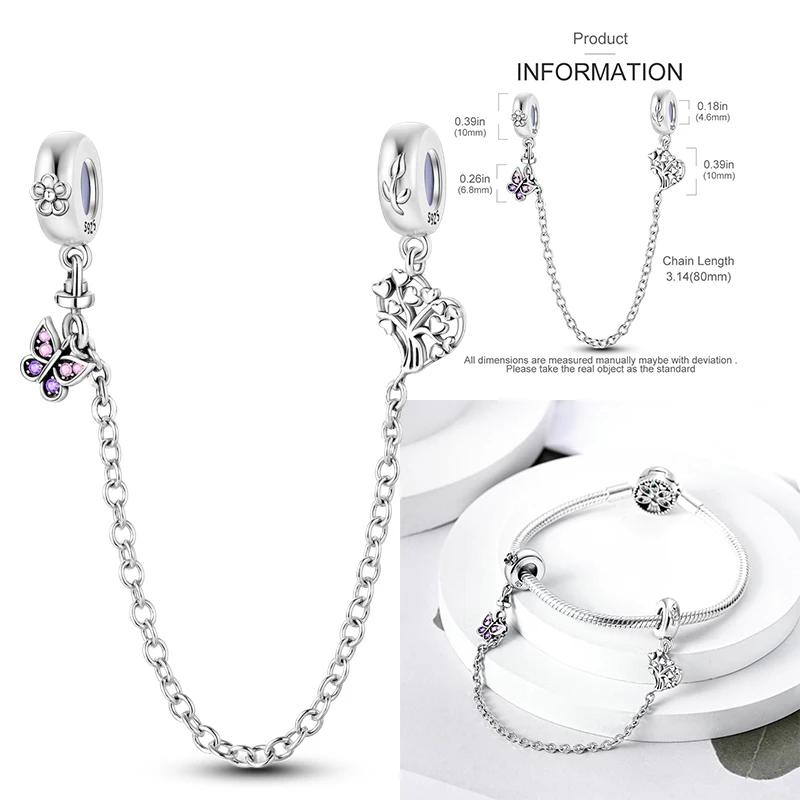 New Copper Charms Buttefly Daisy Safety Chain Cat Paw Change Beads Fit Original Bracelet Ladies Diy Jewelry