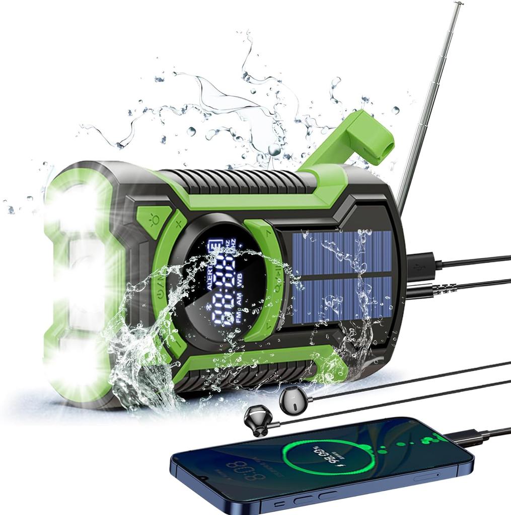 AM/FM/SW Bluetooth-динамик IP65 Водонепроницаемый пылезащитный портативный радиоприемник с ручным генератором Динамо-фонарик Солнечное радио