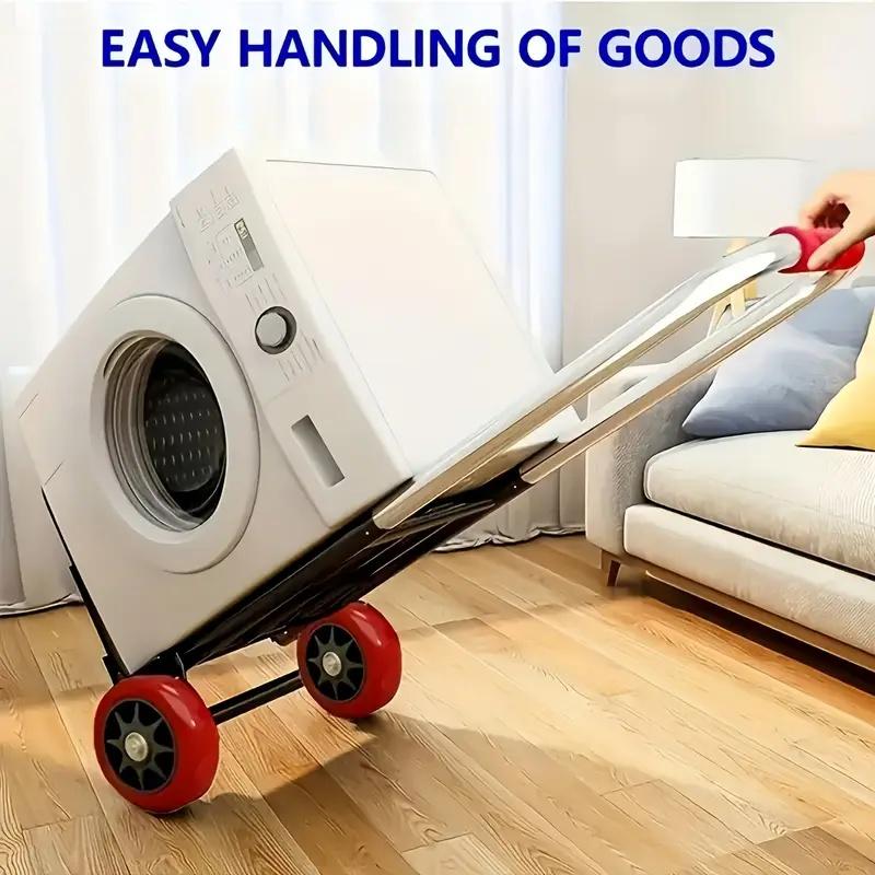 Складная тележка с выдвижной ручкой, губчатые ручки - Эргономичный дизайн для легкой обработки грузов, для использования в помещении/на улице, универсальный перевозчик