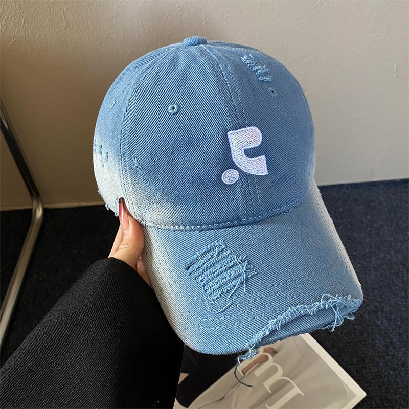 Vintage Edging Letter Embroidery Red Baseball Cap Women's Spring Summer New Big Head Circumference Cap