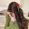 Clip Female Hair Accessories Red Velvet Hair Claw Korean Style Headwear Flocking Tulip Hair Clip