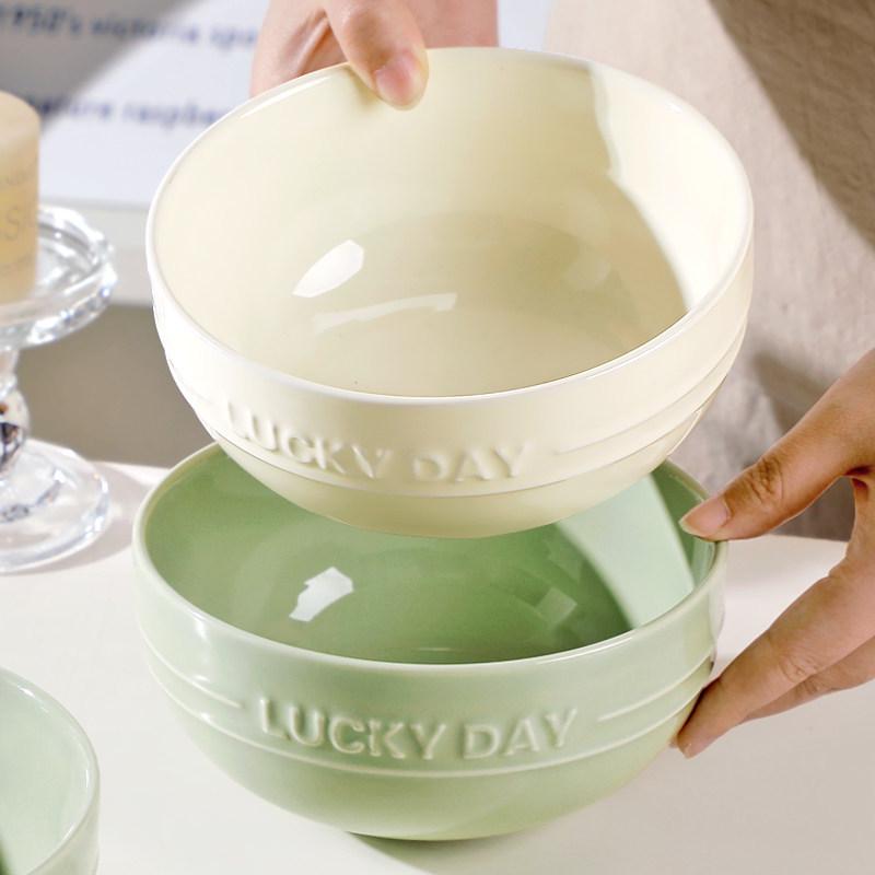 Набор из 2 больших креативных керамических мисок для лапши с рельефом, 6 дюймов - Бытовая миска для лапши быстрого приготовления, Утолщенная для долговечности