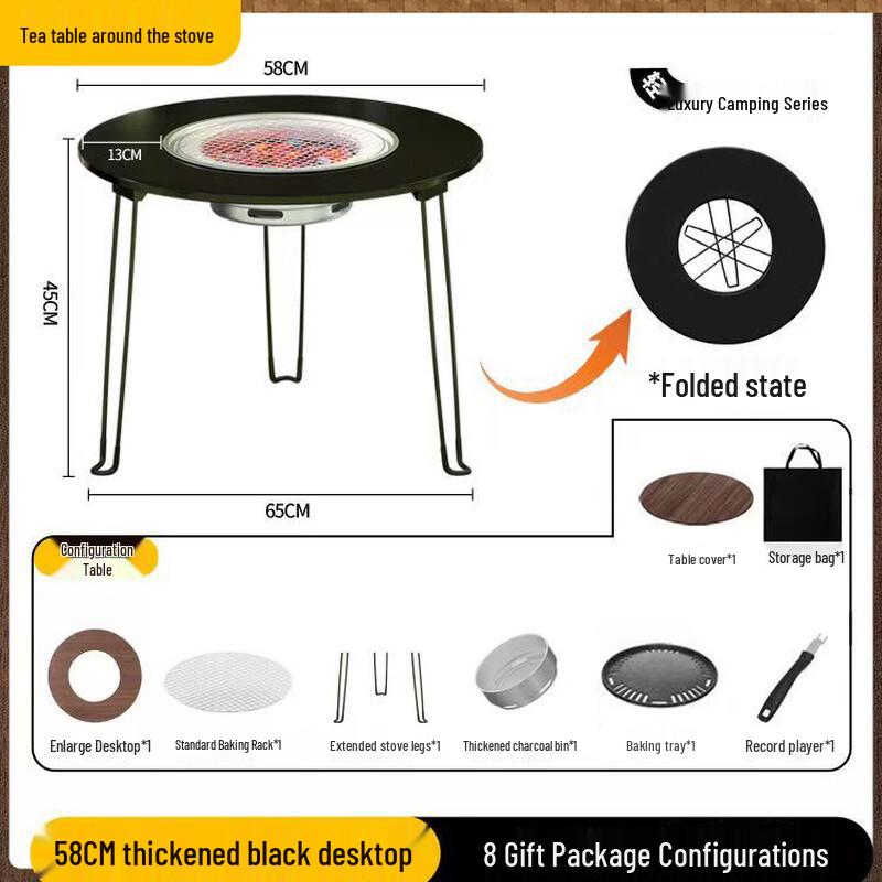 ZISIZ Outdoor Camping Folding Picnic Table with Stove