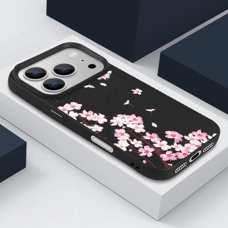 Чехол с цветочным узором 'Розовые персиковые цветы' Для iPhone 17 Pro Max Funda iPhone 16 Pro Max 15 14 13 12 11 Air 16E Силиконовая накладка с текстурой кожи