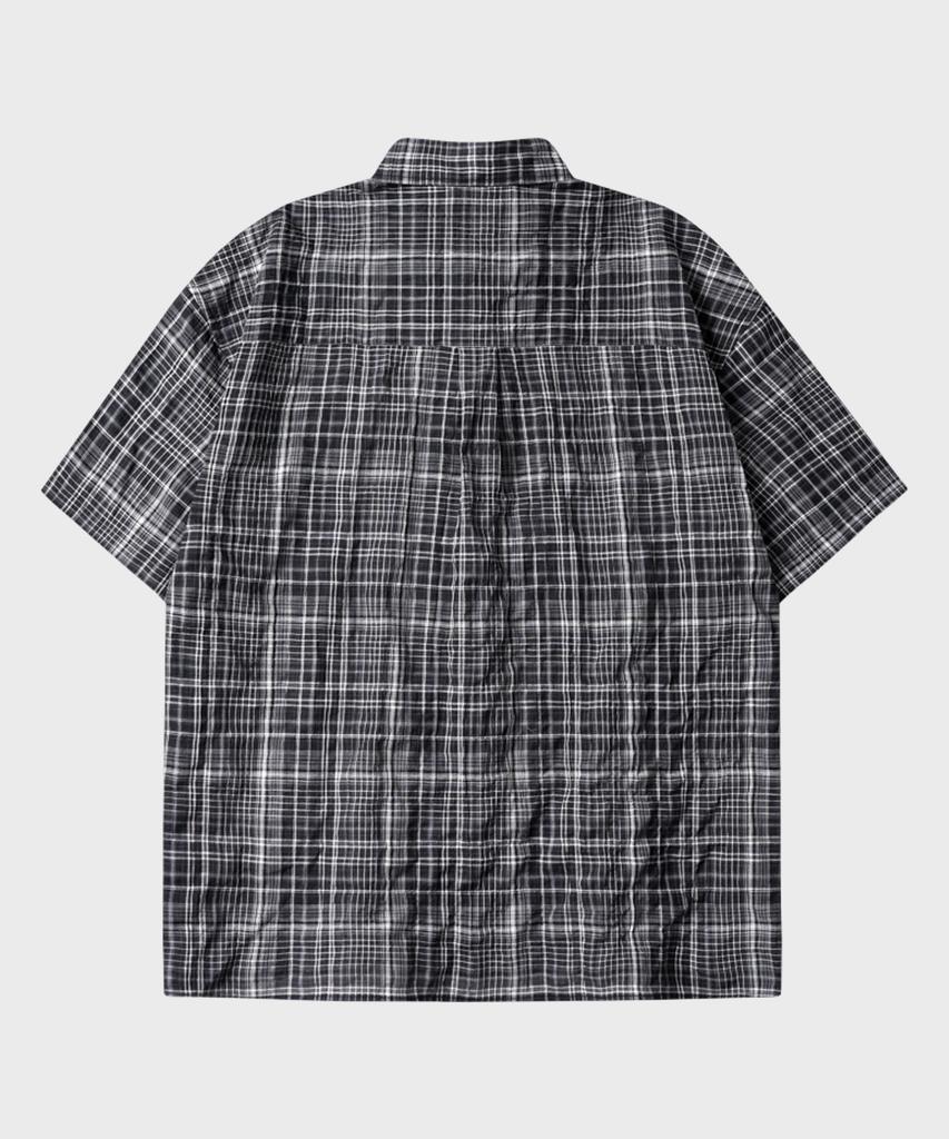 LEIRE Vintage Wrinkle Check Short Sleeve Shirt [Charcoal]