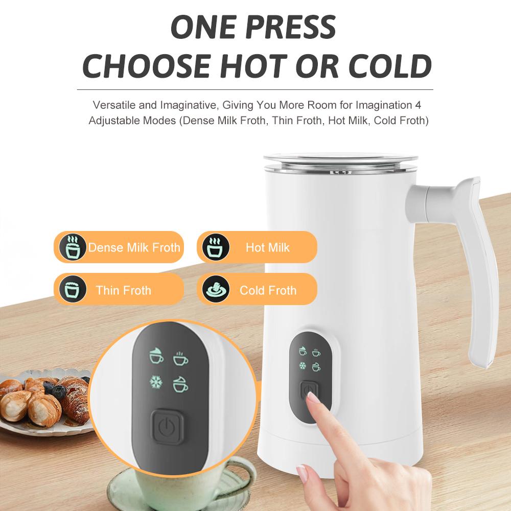 Электрический вспениватель молока из нержавеющей стали 4 в 1, горячий/холодный пенообразователь, бесшумная работа 400 Вт, антипригарное покрытие KTY